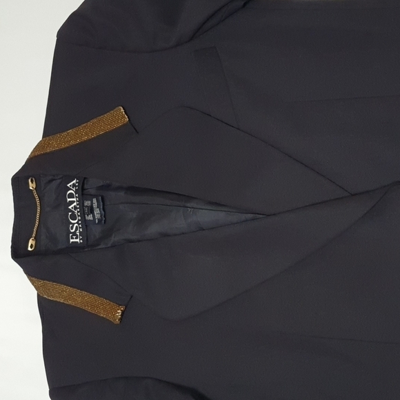 Escada 100% Wool Beaded Trim Coat - Picture 9 of 12